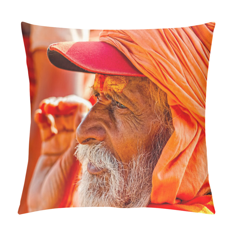 Personality  Sadhu In Haridwar Pillow Covers