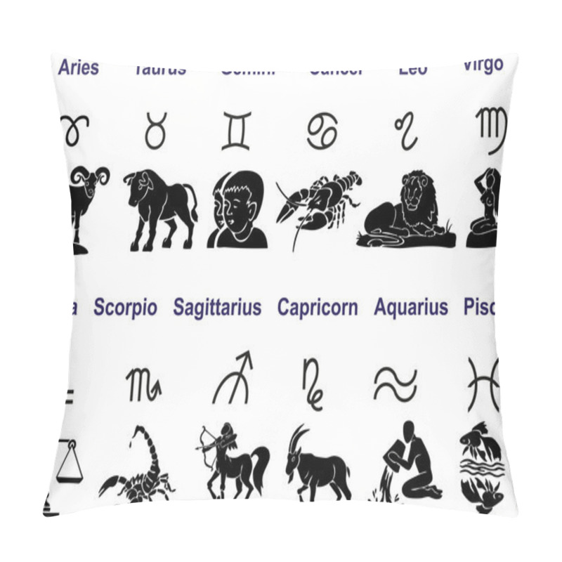 Personality  Zodiac Silhouette On A White Pillow Covers