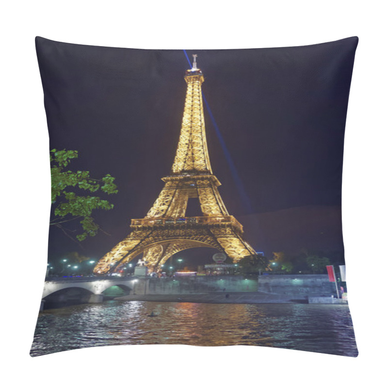 Personality  Illuminated Eiffel Tower And Seine River In Paris In France Pillow Covers