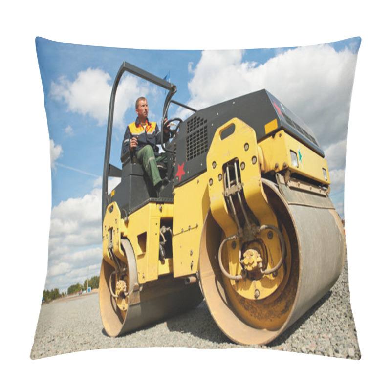 Personality  Compactor Roller At Road Work Pillow Covers