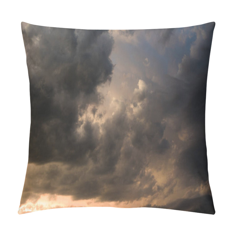 Personality  Low Angle View Of Stormy Clouds Seen In Sky Pillow Covers