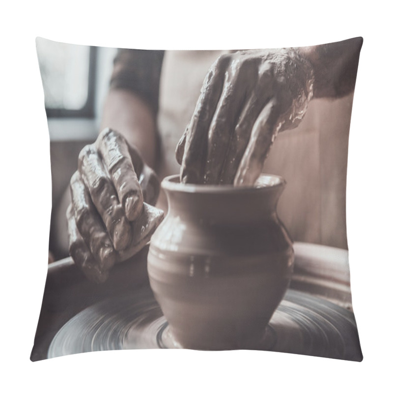 Personality  Man Making Pot On Pottery Wheel Pillow Covers