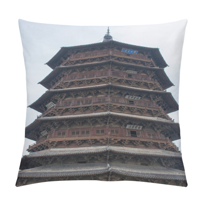 Personality  View Of Traditional Pagoda On Cloudy Sky Background, China Pillow Covers