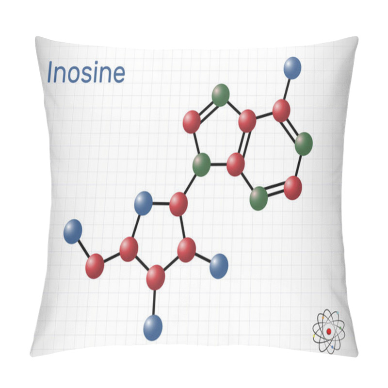 Personality  Nosine Molecule. It Is Purine Nucleoside, Commonly Occurs In TRNA. Consists Of Hypoxanthine Connected To Ribofuranose Glycosidic Bond. Sheet Of Paper In A Cage. Vector Illustration Pillow Covers