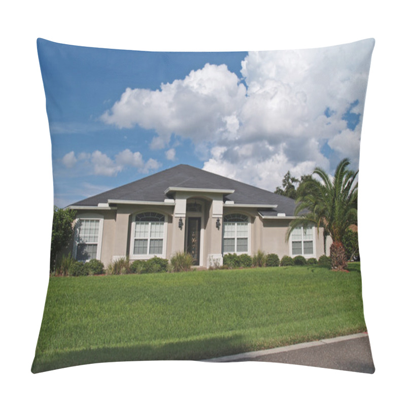 Personality  One Story Florida Home With A Stucco Facade. Pillow Covers