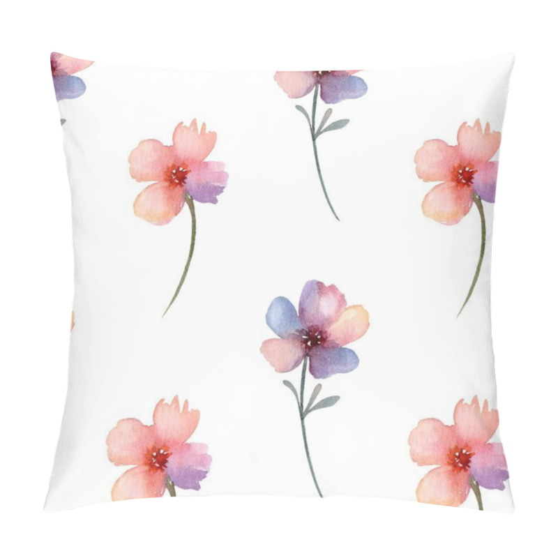 Personality  A Delicate Floral Pattern Showcases Various Flowers In Shades Of Pink And Purple Against A Clean White Background, Creating A Fresh And Vibrant Aesthetic For Any Decor. Pillow Covers