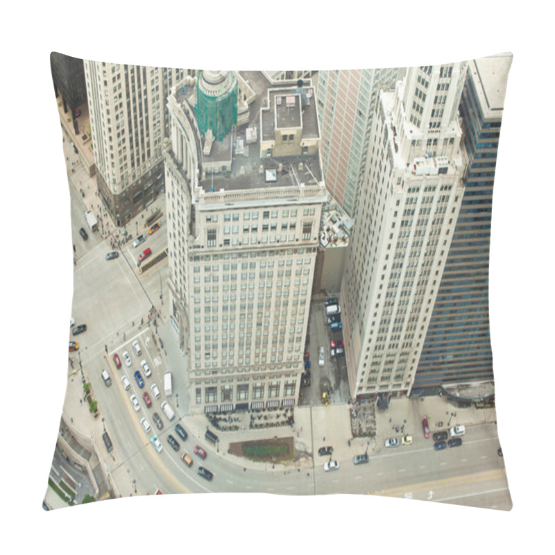 Personality  Chicago. Aerial View Of Chicago Downtown. Pillow Covers