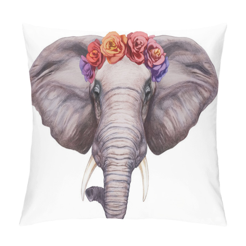 Personality  Elephant With Floral Wreath Pillow Covers