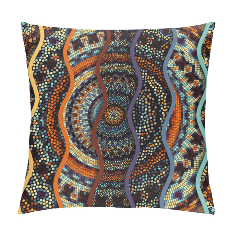 Personality  Relief Waves Of Ornamental Mosaic Tile Patterns Pillow Covers