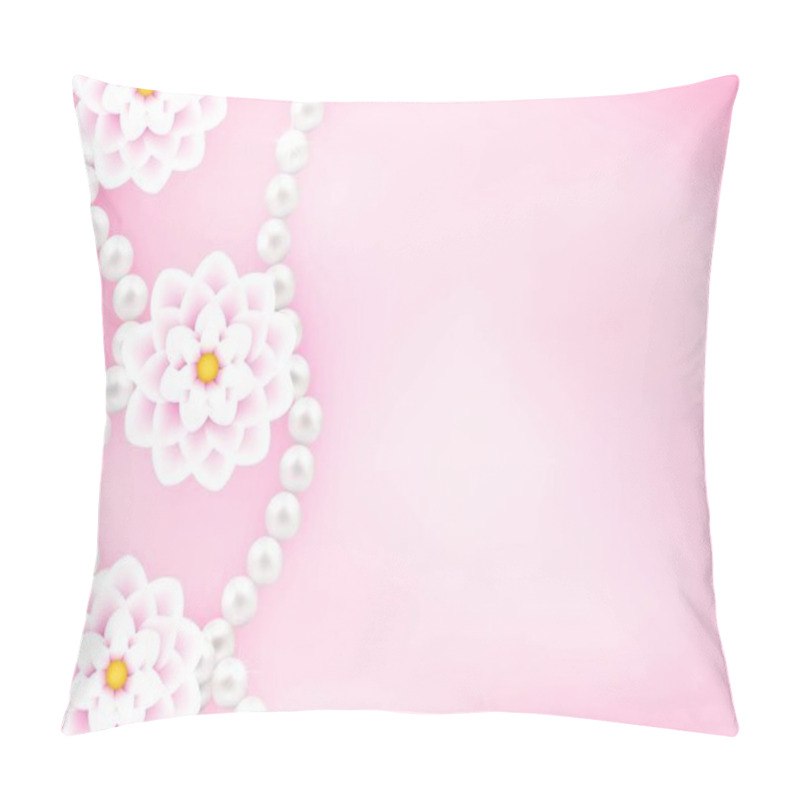 Personality  Elegant Floral Pink Background, Pearl Necklaces. Pillow Covers