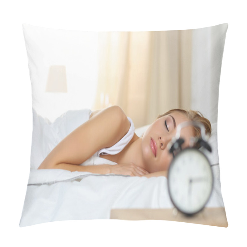 Personality  Beautiful Blonde Woman Peacefully Lying In Bed Sleeping Pillow Covers