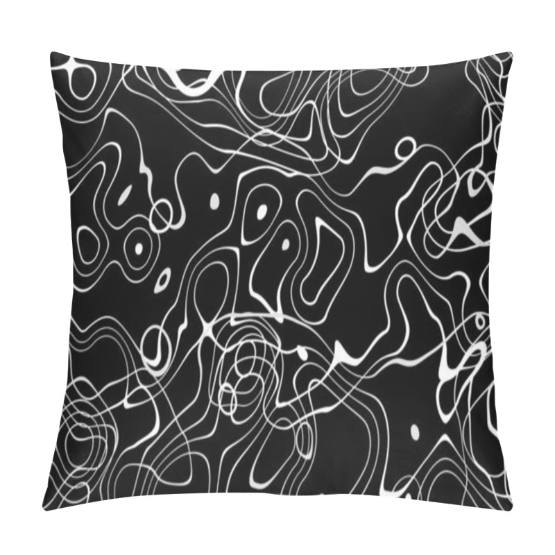 Personality  Black And White Curve Wave Line Abstract Background. Pillow Covers