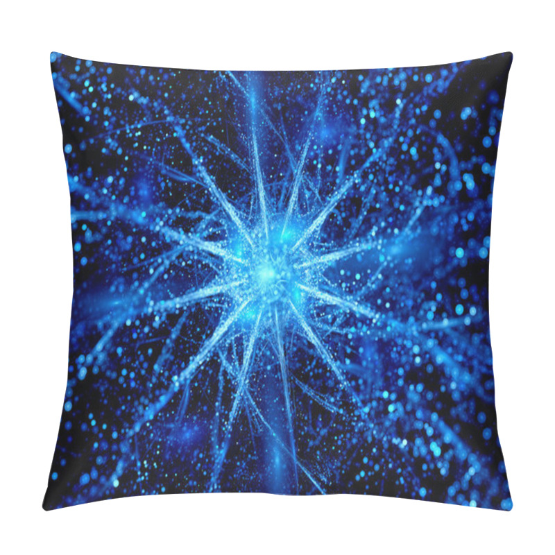 Personality  Blue Energy Ball With Rays In Space With Particles Pillow Covers