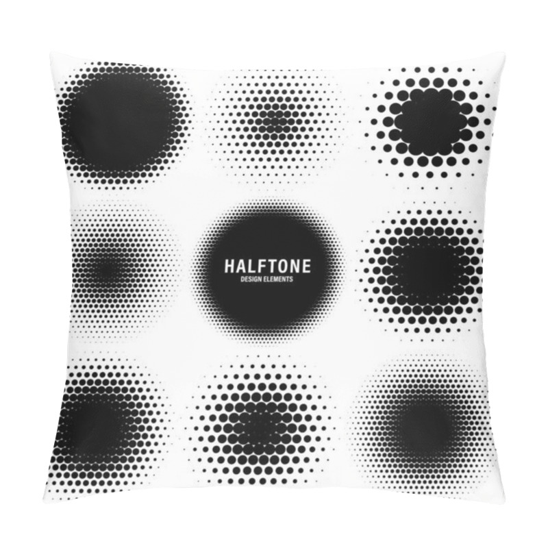 Personality  Circle Halftone Design Elements With Black Dots Isolated On White Background. Comic Dotted Pattern.Vector Illustration. Pillow Covers