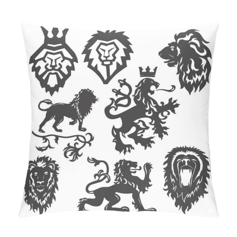 Personality  Stylized Heraldic Lions Pillow Covers