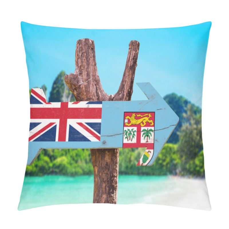 Personality  Fiji Flag Wooden Sign Pillow Covers