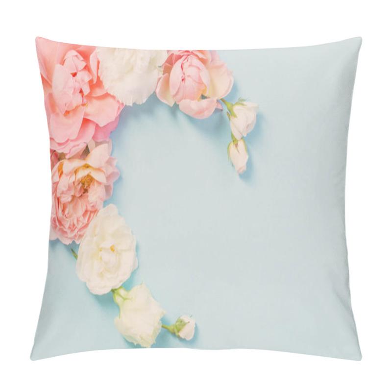 Personality  Rose Flowers On Blue Paper  Background Pillow Covers