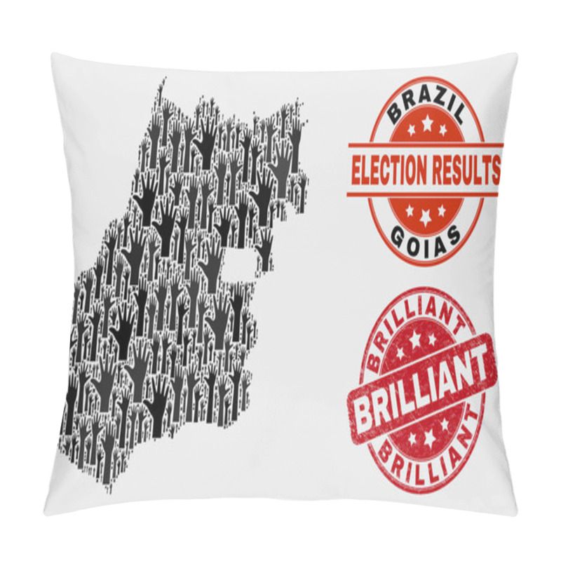 Personality  Collage Of Ballot Goias State Map And Grunge Brilliant Seal Pillow Covers