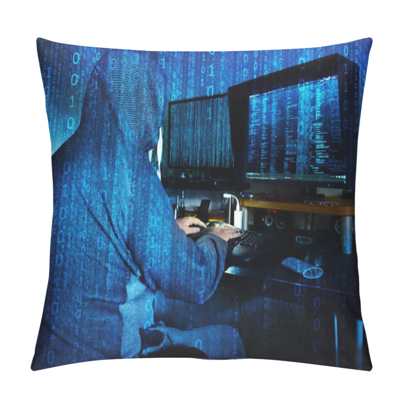 Personality  Dangerous Hacker Stealing Data -concept Pillow Covers