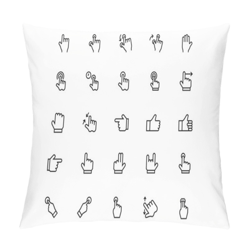 Personality  Hand Gesture Vector Line Icons 2 Pillow Covers