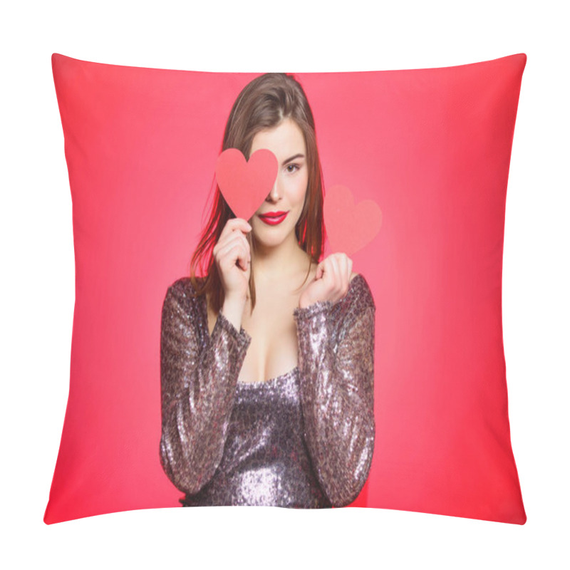 Personality  I Am In Love. Romantic Greeting. Be My Valentine. Valentines Day Party. I Love You. Sensual Girl With Decorative Heart. Love And Romance. Valentines Day Sales. Sexy Woman In Glamour Dress Pillow Covers