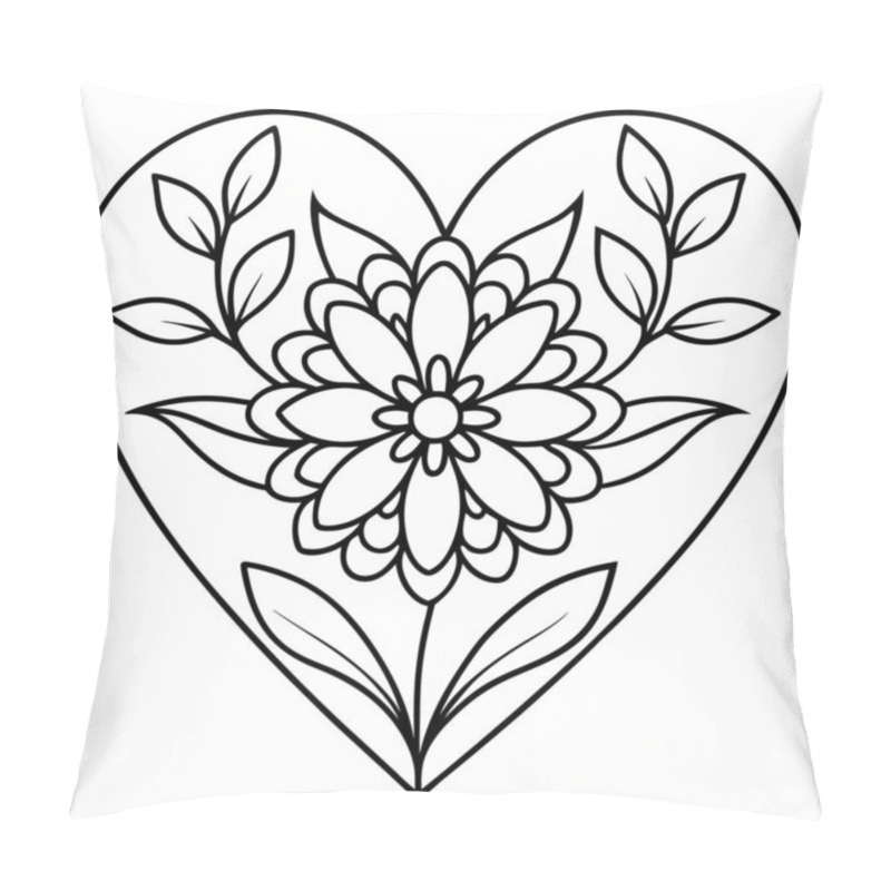 Personality  Vibrant Heart Illustration Made Of Flowers And Leaves Pillow Covers