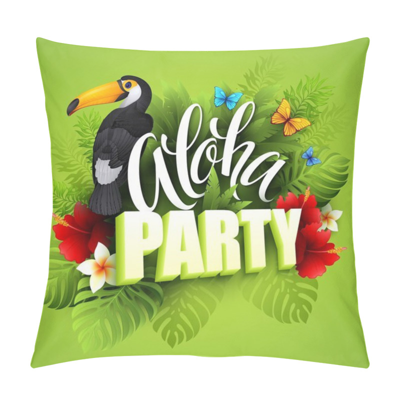 Personality  Aloha Hawaii. Hand Lettering With Exotic Flowers. Vector Illustration Pillow Covers