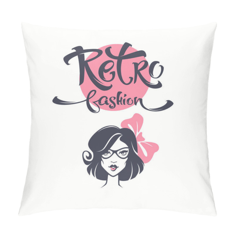 Personality  Retro Fashion Lettering And Retro Lady Portrait For Your Logo, L Pillow Covers