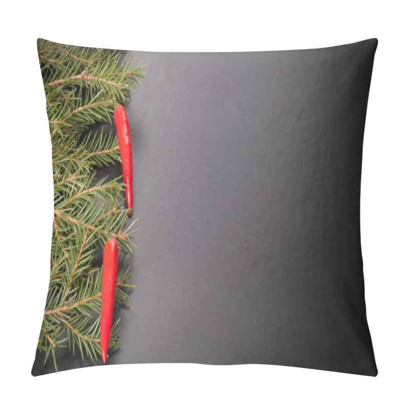 Personality  Branches Of A Christmas Tree Decorated With Chili Peppers On A D Pillow Covers