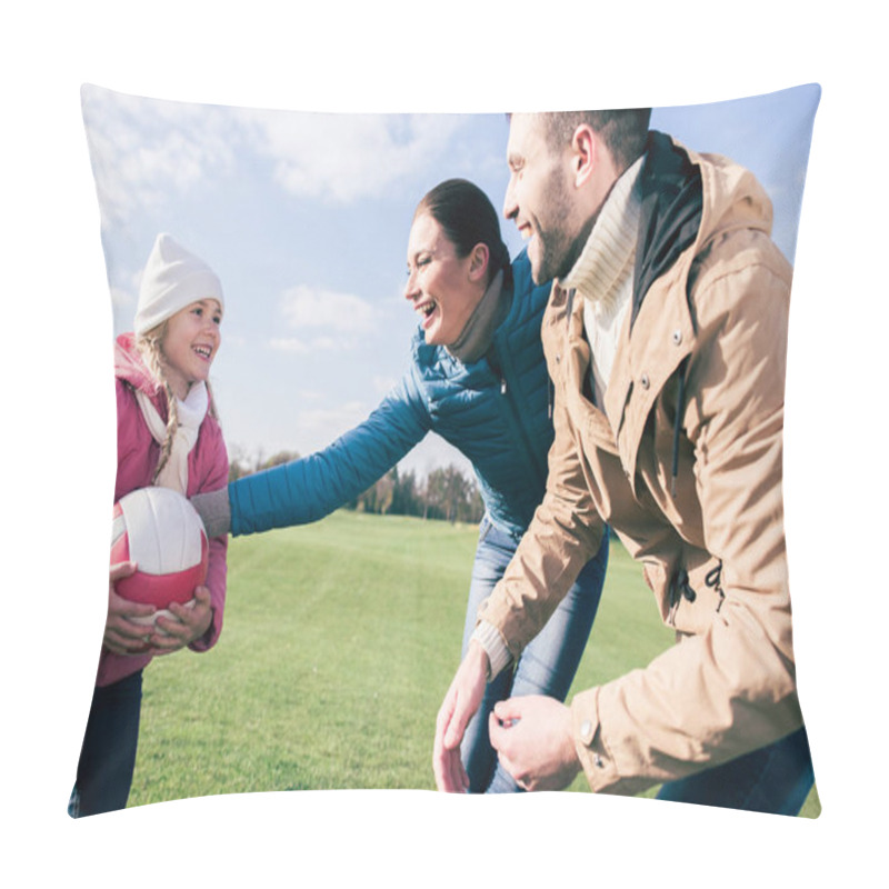 Personality  Happy Family Playing With Ball  Pillow Covers