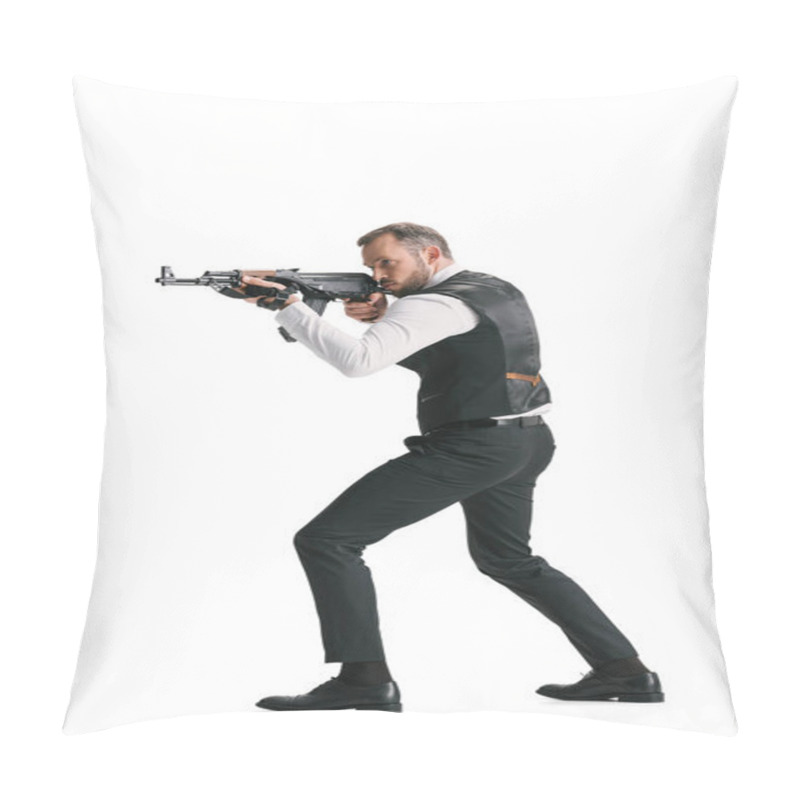 Personality  Secret Agent In Suit With Rifle Pillow Covers