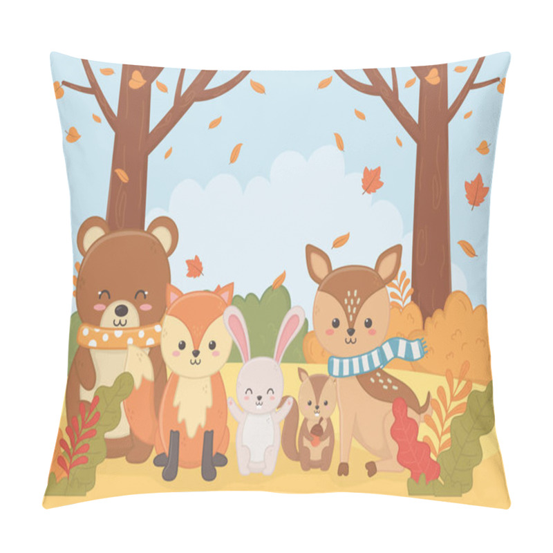 Personality  Cute Animal Autumn Season Flat Design Pillow Covers