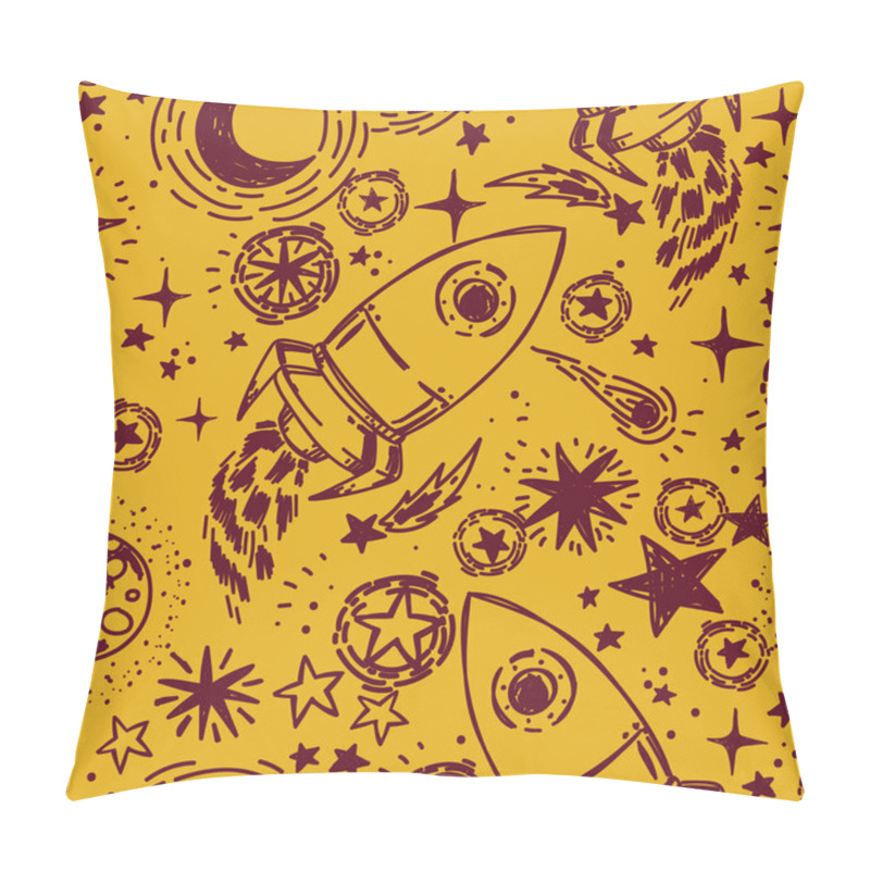 Personality  Seamless Pattern With Sketch Style Stars, Rockets, Comets And Planets Pillow Covers