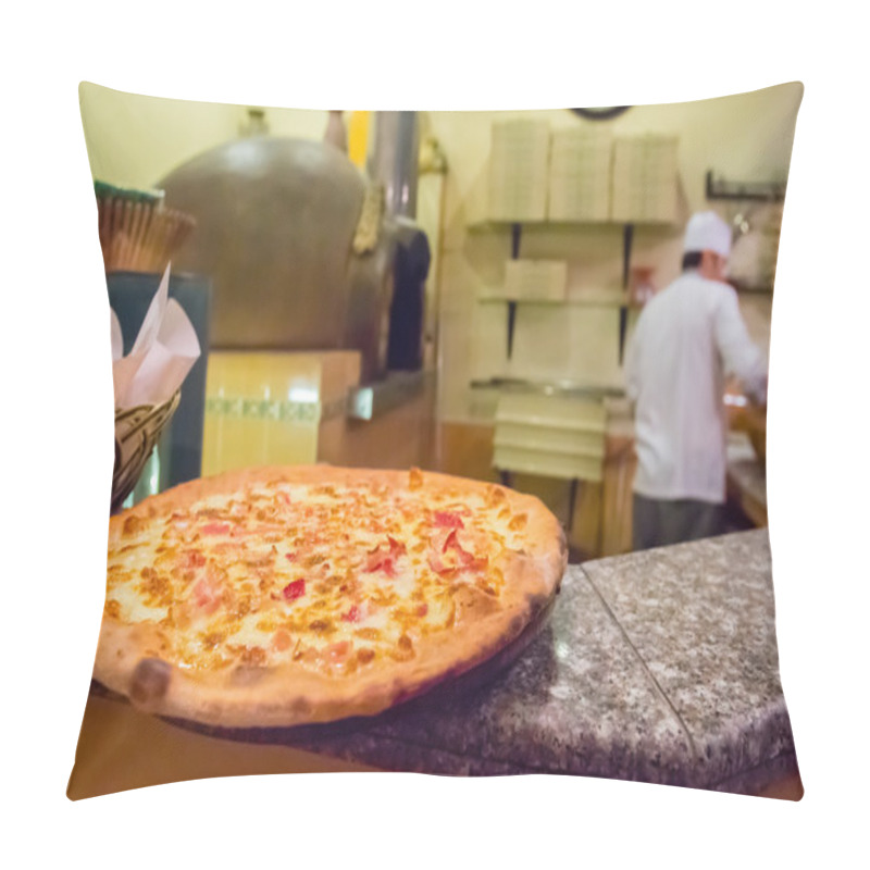 Personality  Pizza On The Shelf Inside Italian Restaurant Pillow Covers