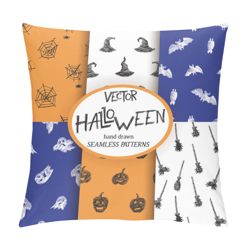 Personality  Halloween Set Of Seamless Patterns Pillow Covers