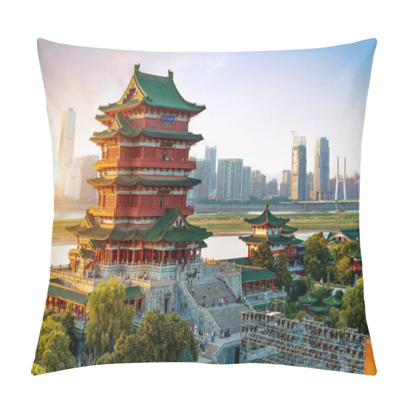 Personality  NANCHANG, JIANGXI/CHINA-JUNE 22: Tengwang Pavilion-The New Landmark Of Nanchang City On June 22, 2016 In Nanchang, Jiangxi, China. The Pavilion Was Rebuilt In October 8, 1989. Pillow Covers