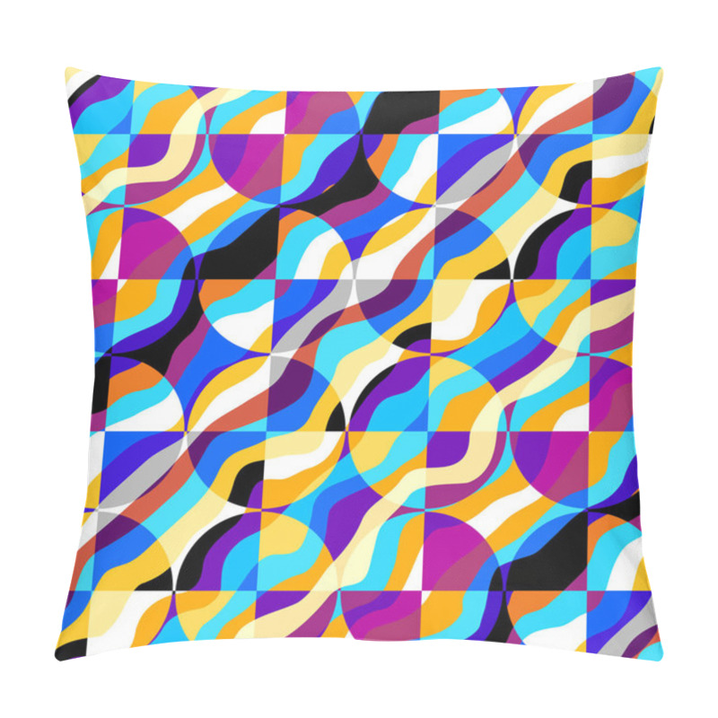 Personality  Seamless Geometric Abstract Pattern. Geometric Intersection Circles. Vector Image. Pillow Covers