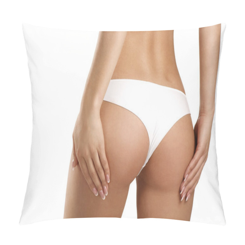 Personality  Closeup Of A Beautiful Woman Showing Perfect Buttocks Pillow Covers