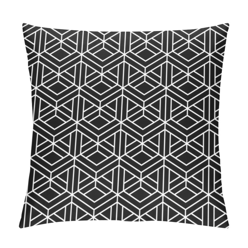 Personality  Vector Modern Seamless Sacred Geometry Pattern 3d, Black And White Abstract Geometric Background, Pillow Print, Monochrome Retro Texture, Hipster Fashion Design Pillow Covers