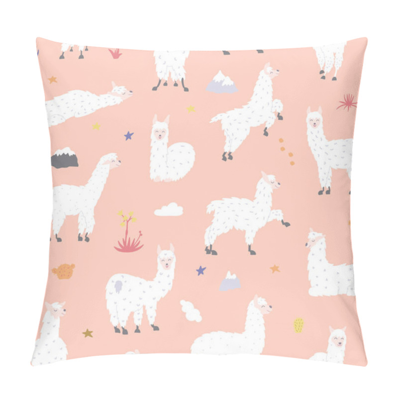 Personality  Vector Seamless Pattern With  Llama Pillow Covers