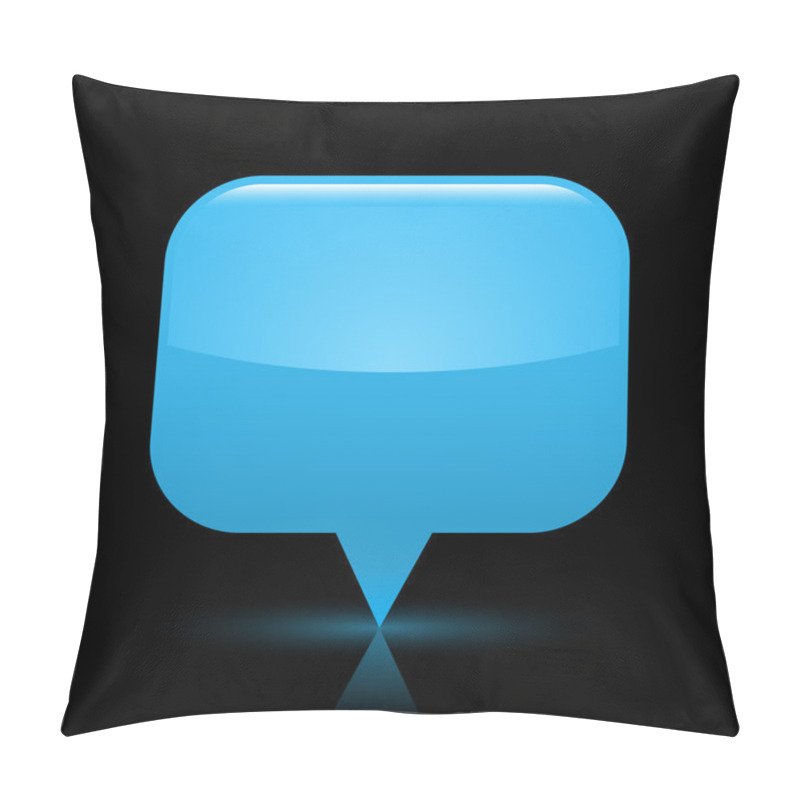 Personality  Blue Glassy Empty Map Pin Button Web Icon. Rounded Rectangle Shape With Glowing Shadow And Color Reflection On Black Background. This Vector Illustration Saved In File Eps 8 Pillow Covers