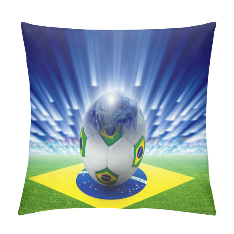 Personality  Soccer Stadium, Ball, Globe, Flag Of Brazil Pillow Covers