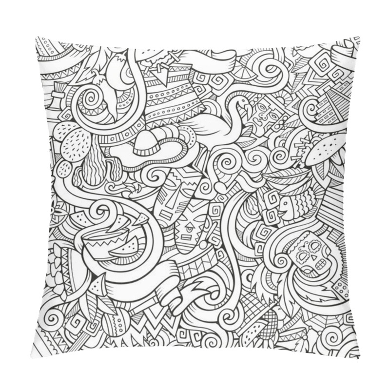 Personality  Cartoon Hand-drawn Doodles On The Subject Latin American Style Pillow Covers