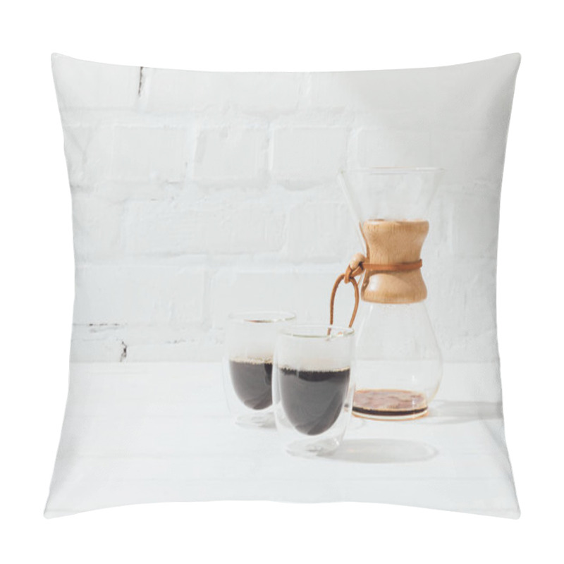 Personality  Two Glass Mugs With Alternative Coffee And Chemex  Pillow Covers