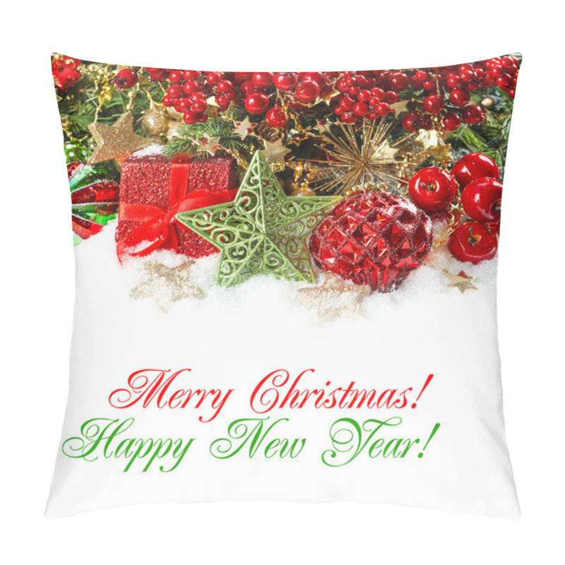 Personality  Festive Christmas Decorations In Red And Gold Pillow Covers