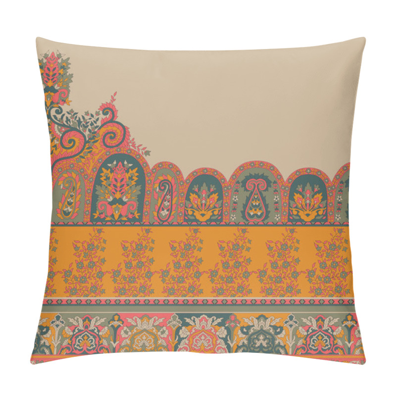 Personality  Beautiful Ethnic Border And Flowers And Textile Digital Motifs .paisley Motifs Paisley Design Art Illustration Traditional Design Motifs .paisley Motifs Paisley Border Design Pillow Covers