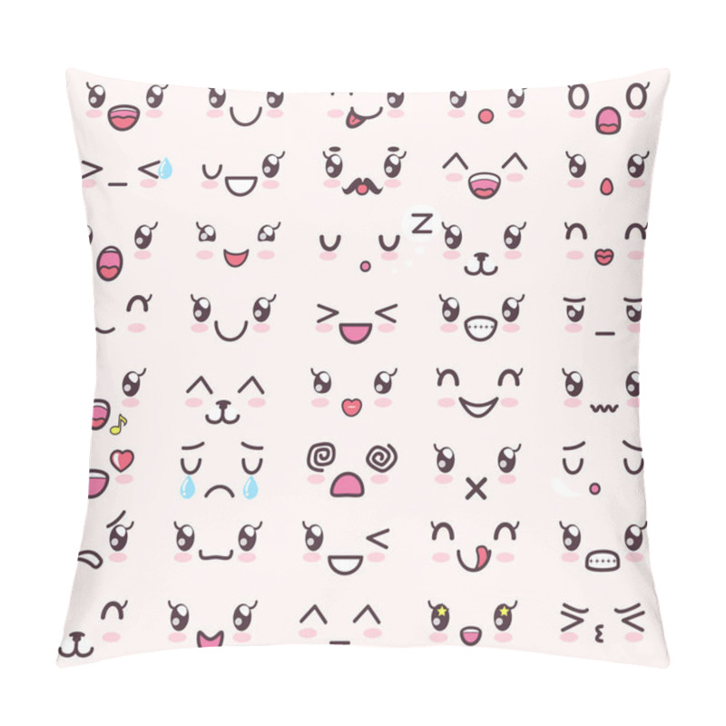 Personality  Kawaii Emotions Collection Vector Illustration Pillow Covers