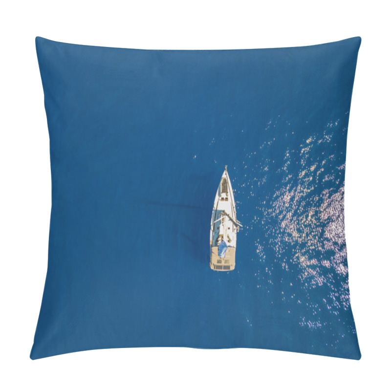 Personality  Aerial View Of A Sailing Yacht Near The Greek Islands Pillow Covers