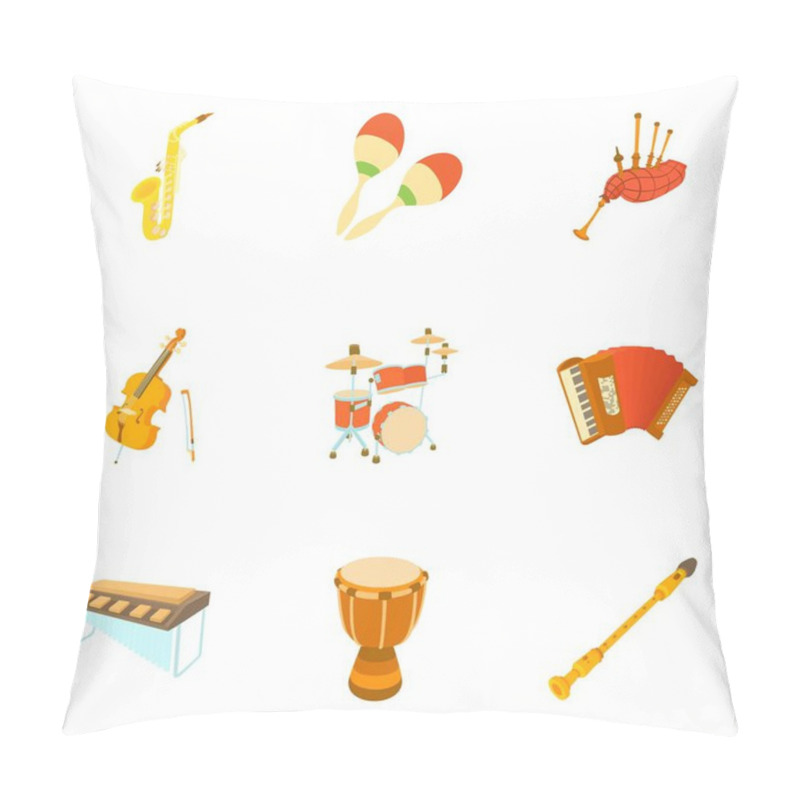 Personality  Musical Device Icons Set, Cartoon Style Pillow Covers