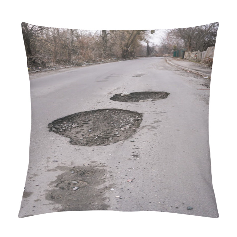 Personality  Large Pit With Stones On The Asphalt Highway Pillow Covers